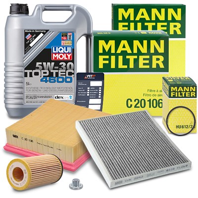 Mann-filter Inspektionspaket A + 5l 5W-30 Motoröl für Opel von MANN-FILTER