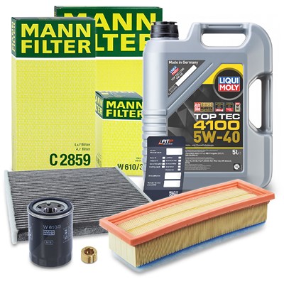 Mann-filter Inspektionspaket A + 5l 5W-40 Motoröl für Fiat, Ford, Lancia von MANN-FILTER