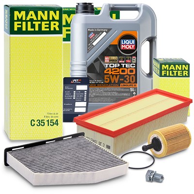 Mann-filter Inspektionspaket A + 5l Motoröl für Audi, Seat, Skoda, VW von MANN-FILTER