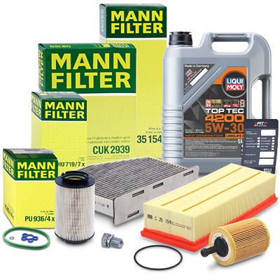 Mann-filter Inspektionspaket B + 5l 5W-30 Motoröl für Audi, Seat, Skoda, VW von MANN-FILTER