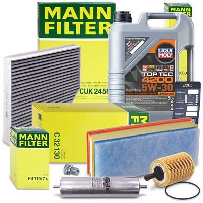 Mann-filter Inspektionspaket B + 5l 5W-30 Motoröl für Audi von MANN-FILTER