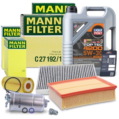 Mann-filter Inspektionspaket B + 5l 5W-30 Motoröl für Audi von MANN-FILTER