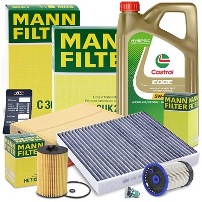 Mann-filter Inspektionspaket B + 5l 5W-30 Motoröl für Audi, Seat, Skoda, VW von MANN-FILTER