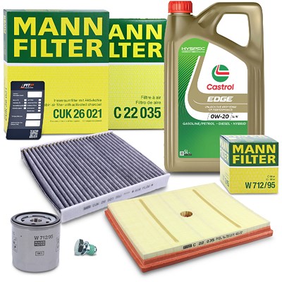 Mann-filter Inspektionspaket SET A + 5L 0W-20 LL IV Motoröl für Audi, Seat, Skoda, VW von MANN-FILTER