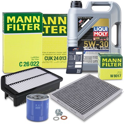 Mann-filter Inspektionspaket SET A + 5L 5W-30 Motoröl für Hyundai, Kia von MANN-FILTER