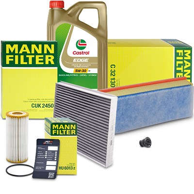 Mann-filter Inspektionspaket SET A + 5L CASTROL EDGE 5W-30 C3 Motoröl für Audi von MANN-FILTER