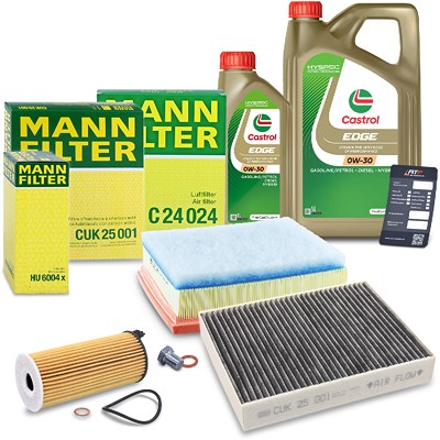 Mann-filter Inspektionspaket SET A + 6L CASTROL EDGE 0W-30 Motoröl für BMW von MANN-FILTER