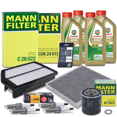 Mann-filter Inspektionspaket SET C + 4L CASTROL EDGE 5W-30 C3 Motoröl für Hyundai von MANN-FILTER