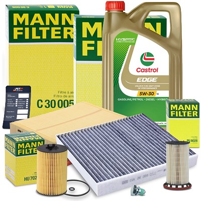 Mann-filter Inspektionspaket Set B + 5l 5W-30 Motoröl für Audi, Seat, Skoda, VW von MANN-FILTER