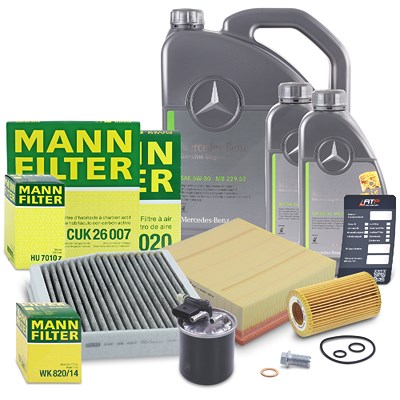 Mann-filter Inspektionspaket Set B + 7l 5W-30 Motoröl für Infiniti, Mercedes-Benz von MANN-FILTER