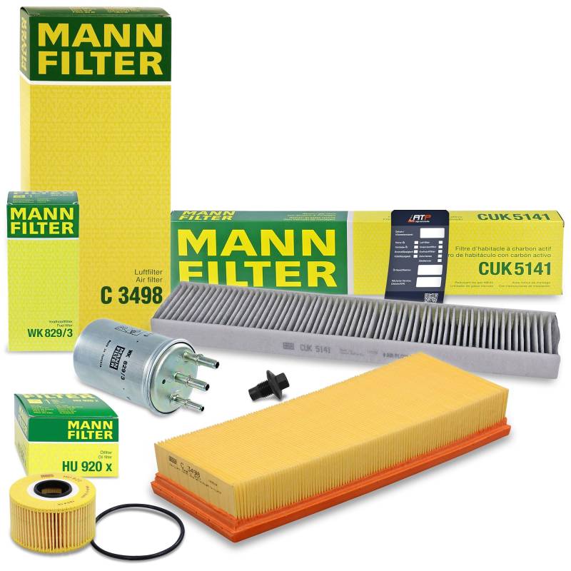 MANN-FILTER Inspektionspaket Filterset 1x Ölfilter, 1x Luftfilter, 1x Innenraumfilter (Aktivkohlefilter), 1x Kraftstofffilter Kompatibel mit FORD MONDEO Mk3 (B5Y)(B4Y)(BWY) von MANN-FILTER