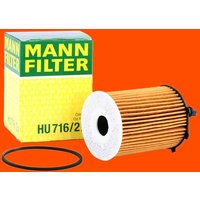 MANN-FILTER Ölfilter Filtereinsatz HU 716/2 x Motorölfilter,Filter für Öl FORD,FIAT,PEUGEOT,Fiesta Mk6 Schrägheck (JA8, JR8) von MANN-FILTER