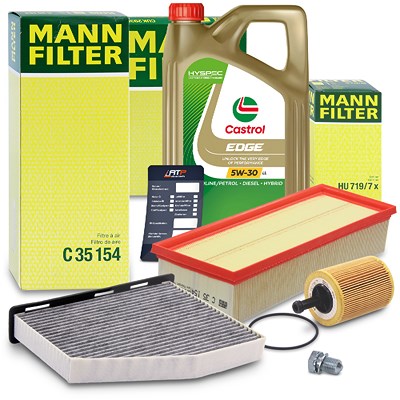 Mann Filter Inspektionspaket A+5L CASTROL 5W-30 LL Seat: Toledo III Vw: Caddy III, Jetta III, Golf VI, von MANN-FILTER