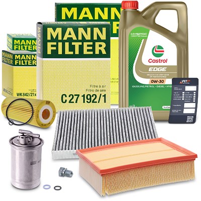 Mann-filter Inspektionspaket B + 5 L CASTROL EDGE FST 5W-30 LL für Audi von MANN-FILTER