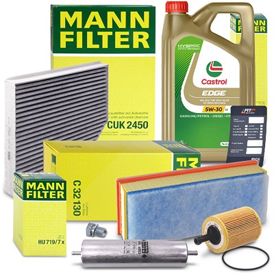 Mann-filter Inspektionspaket SET B + 5L 5W-30 Motoröl für Audi von MANN-FILTER