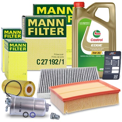 Mann-filter Inspektionspaket B + 5 L CASTROL EDGE FST 5W-30 LL für Audi von MANN-FILTER