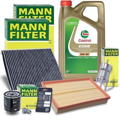Mann-filter Inspektionspaket B + 5L CASTROL EDGE FST 0W-30 für Seat, Skoda, VW von MANN-FILTER