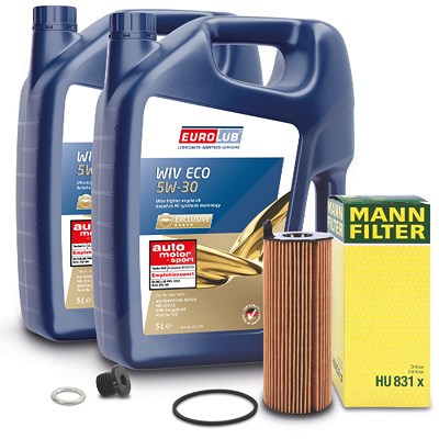 Mann-filter Ölfilter+Schraube+10L EUROLUB WIV ECO SAE 5W-30 für Audi, VW von MANN-FILTER