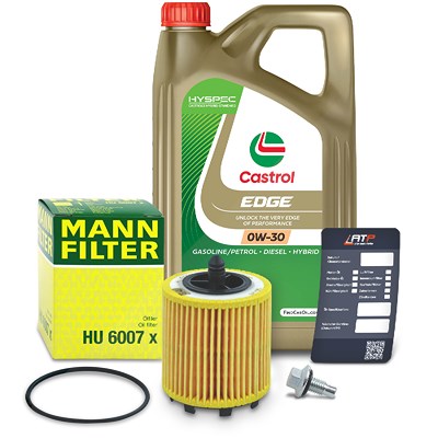 Mann-filter Ölfilter+Schraube+5 L Castrol 0W-30 für Opel von MANN-FILTER