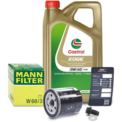 Mann-filter Ölfilter+Schraube+5 L Castrol 0W-40 A3/B4 für Citroën, Peugeot von MANN-FILTER