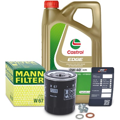 Mann-filter Ölfilter+Schraube+5 L Castrol 0W-40 A3/B4 für Mitsubishi, Smart von MANN-FILTER