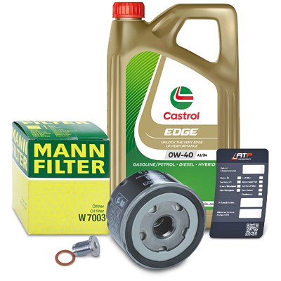 Mann-filter Ölfilter+Schraube+5 L Castrol 0W-40 A3/B4 für Alfa Romeo, Fiat, Lancia von MANN-FILTER