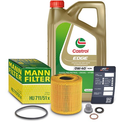 Mann-filter Ölfilter+Schraube+5 L Castrol 0W-40 A3/B4 für Citroën, Peugeot von MANN-FILTER
