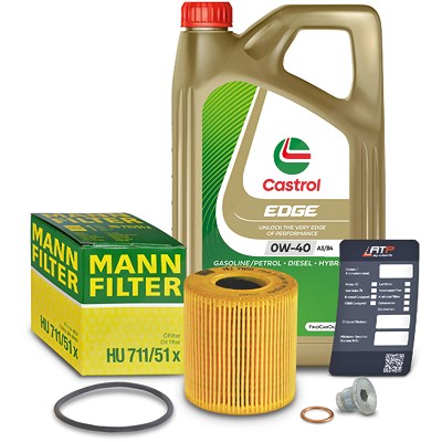 Mann-filter Ölfilter+Schraube+5 L Castrol 0W-40 A3/B4 für Mini von MANN-FILTER