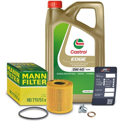 Mann-filter Ölfilter+Schraube+5 L Castrol 0W-40 A3/B4 für Citroën, Peugeot von MANN-FILTER