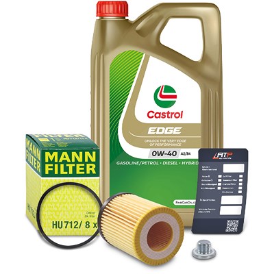 Mann-filter Ölfilter+Schraube+5 L Castrol 0W-40 für Opel von MANN-FILTER