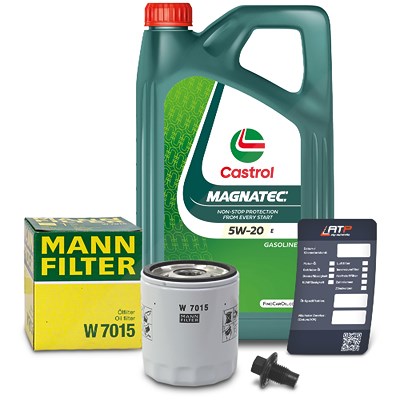 Mann-filter Ölfilter+Schraube+5 L Castrol 5W-20 E für Ford, Volvo von MANN-FILTER