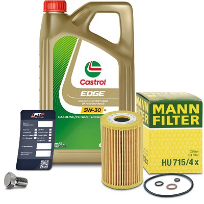 Mann-filter Ölfilter+Schraube+5 L Castrol 5W-30 M für BMW von MANN-FILTER