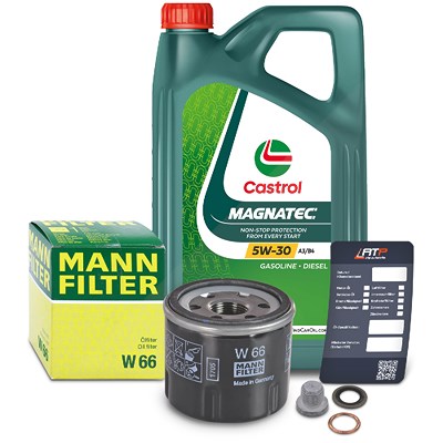 Mann-filter Ölfilter+Schraube+5 L Castrol Magnatec 5W-30 A3/B4 für Dacia, Nissan, Renault von MANN-FILTER