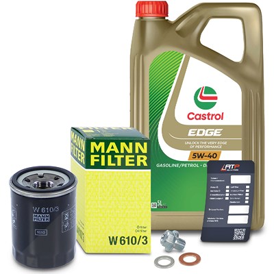 Mann-filter Ölfilter+Schraube+5 L Castrol 5W-40 für Mitsubishi von MANN-FILTER