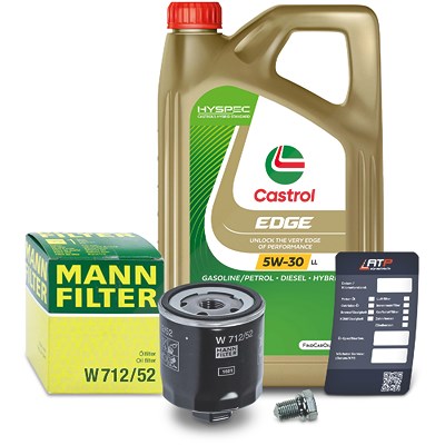 Mann-filter Ölfilter+Schraube+5 L Castrol 5W-30 LL für Seat, Skoda, VW von MANN-FILTER