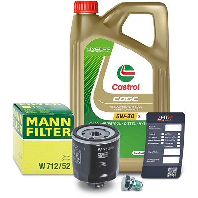 Mann-filter Ölfilter+Schraube+5 L Castrol 5W-30 LL für Audi, Seat, Skoda, VW von MANN-FILTER