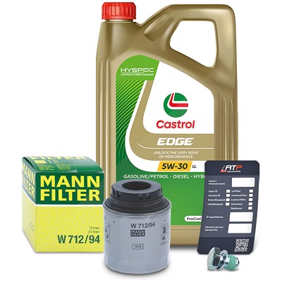 Mann-filter Ölfilter+Schraube+5 L Castrol 5W-30 LL für Audi, Seat, Skoda, VW von MANN-FILTER