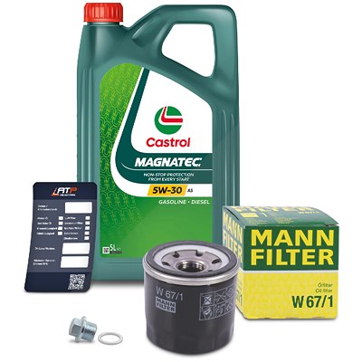 Mann-filter Ölfilter+Schraube+5 L Castrol Magnatec 5W-30 A5 für Subaru von MANN-FILTER