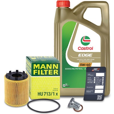 Mann-filter Ölfilter+Schraube+5 L Castrol 5W-40 für Abarth, Alfa Romeo, Fiat, Lancia von MANN-FILTER