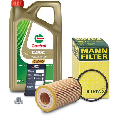 Mann-filter Ölfilter+Schraube+5 L Castrol 5W-40 für Chevrolet, Opel, Saab von MANN-FILTER