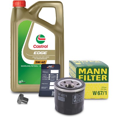 Mann-filter Ölfilter+Schraube+5 L Castrol 5W-40 für Mazda von MANN-FILTER
