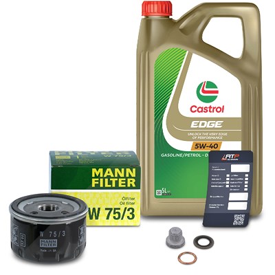 Mann-filter Ölfilter+Schraube+5 L Castrol 5W-40 für Nissan, Renault von MANN-FILTER