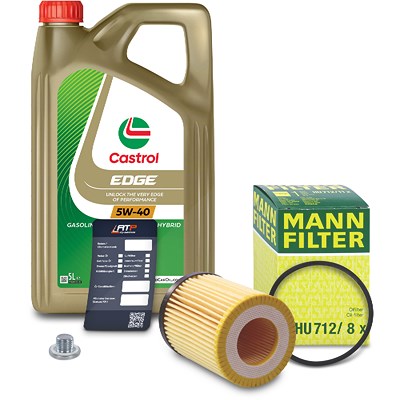 Mann-filter Ölfilter+Schraube+5 L Castrol 5W-40 für Opel, Suzuki von MANN-FILTER