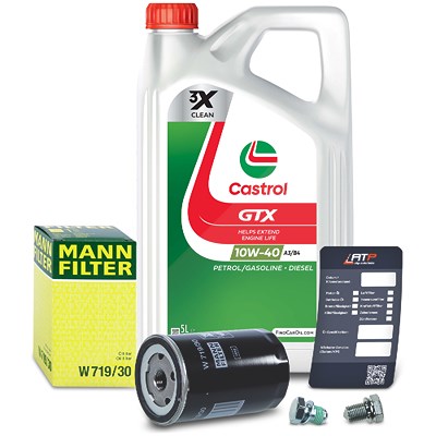 Mann Filter Ölfilter+Schraube+5 L Castrol GTX 10W-40 A3/B4 Seat: Ibiza IV, Ibiza III Vw: Golf IV, Golf VI von MANN-FILTER