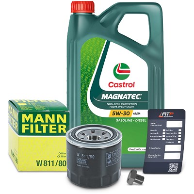 Mann-filter Ölfilter+Schraube+5 L Castrol Magnatec 5W-30 A3/B4 für Mazda von MANN-FILTER