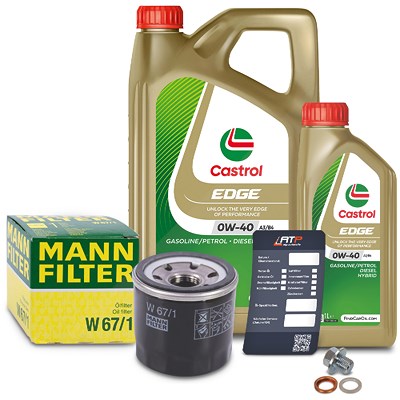 Mann-filter Ölfilter+Schraube+6 L Castrol 0W-40 A3/B4 für Nissan, Renault von MANN-FILTER