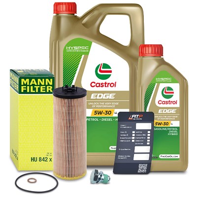 Mann-filter Ölfilter+Schraube+6 L Castrol 5W-30 LL für Skoda von MANN-FILTER