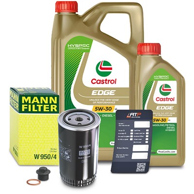 Mann-filter Ölfilter+Schraube+6 L Castrol 5W-30 LL für VW von MANN-FILTER