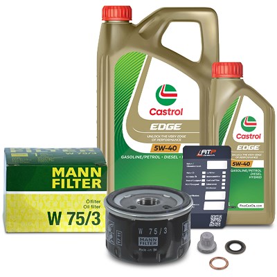 Mann-filter Ölfilter+Schraube+6 L Castrol 5W-40 für Renault von MANN-FILTER