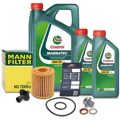 Mann-filter Ölfilter+Schraube+7 L Castrol Magnatec 5W-30 A5 für Toyota von MANN-FILTER
